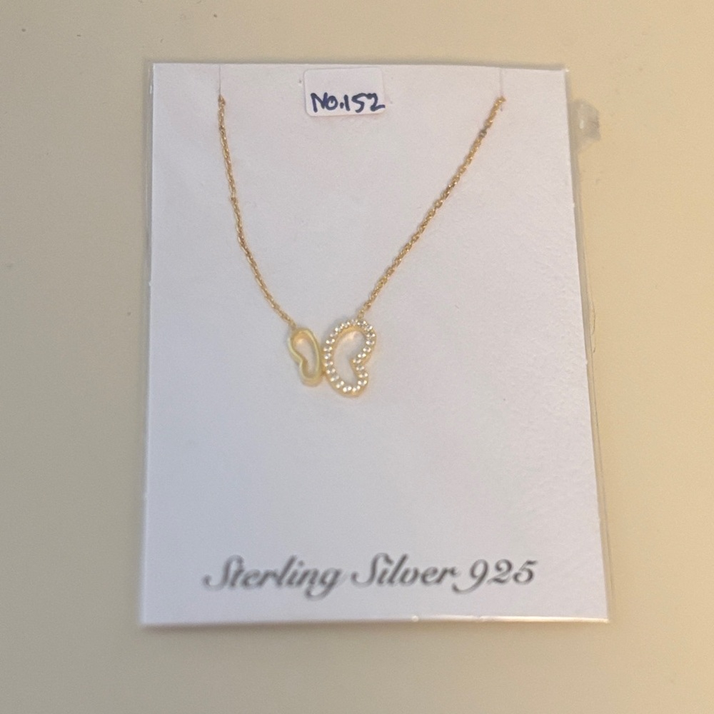 Elegant Gold Butterfly Necklace Sterling Silver 925